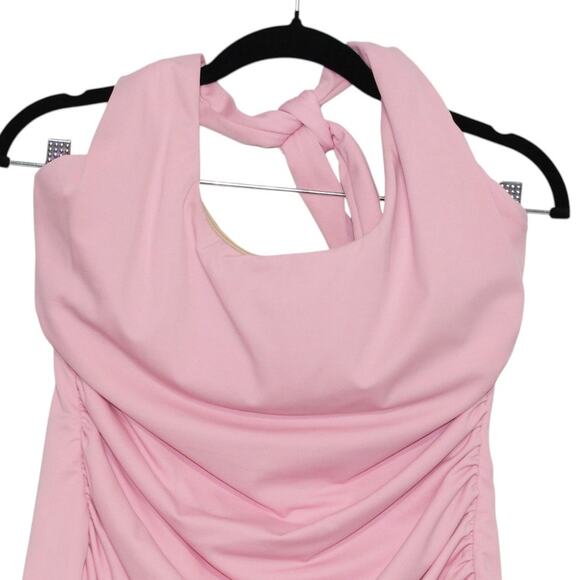Miraclesuit Ruched Halter Neck Light Pink Tankini Swimsuit Top Size 14 - Picture 2 of 4
